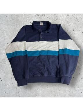 Vintage Windridge Color-block Fleece Pullover Sweater Size L